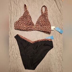Cupshe Brown and Black Bikini Set with Animal Print